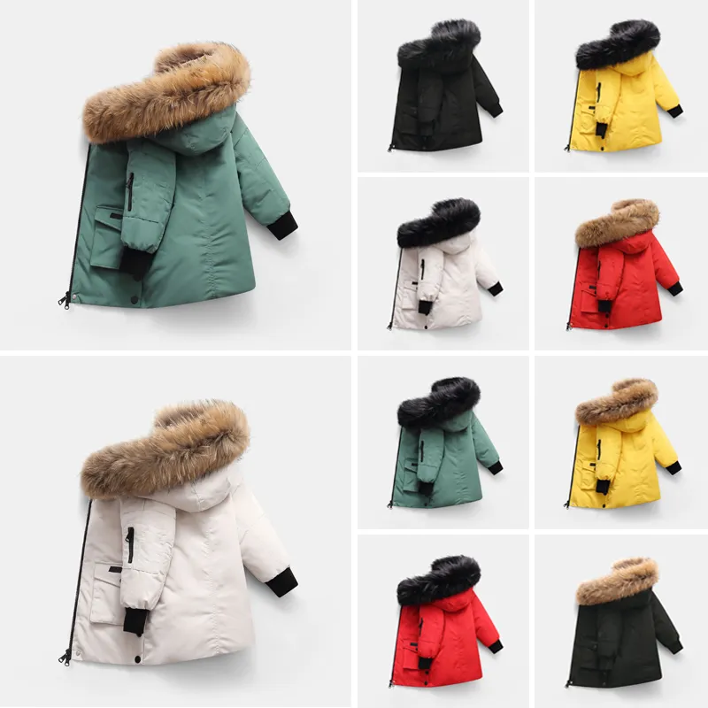 2024 Inverno Crianças Down Casaco Jaqueta Menino Menina Bebê Outerwear Quente Greatcoat Jaquetas Com Capuz Sportswear Ao Ar Livre Envoltório Clássico 5 Cores 110-170 Designer