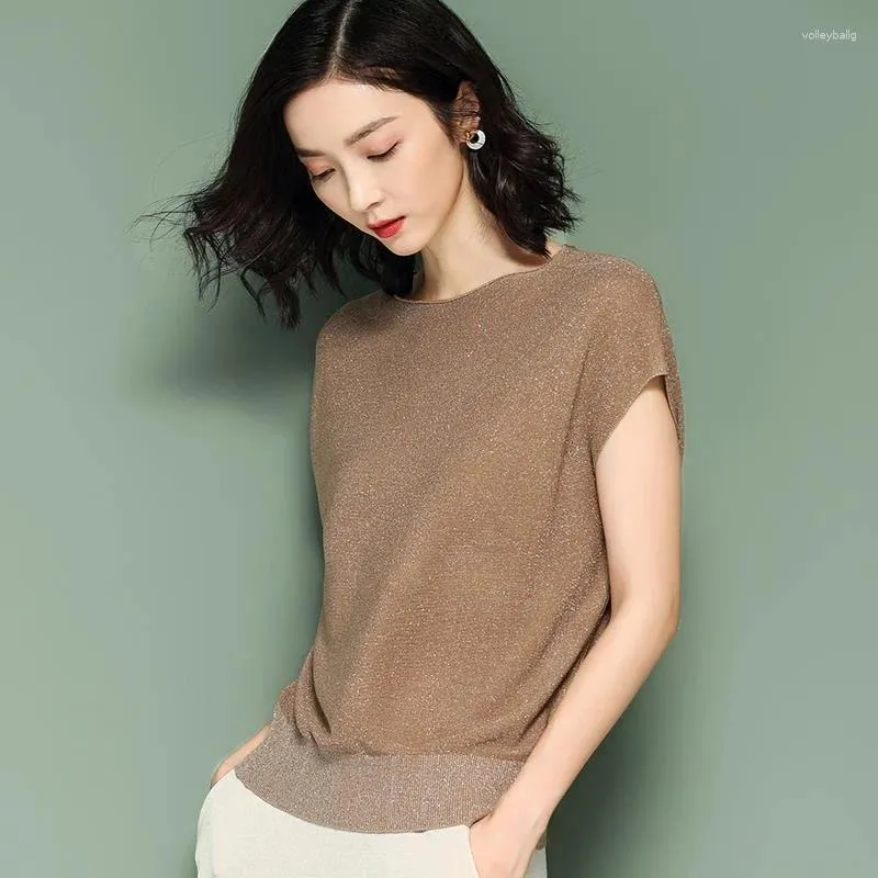 Women's T Shirts Pullover Women Fashion Solid Color Padded Shoulder Casual Female Basic O Neck Sleeveless Knitted Shirt Leisure Tops P55