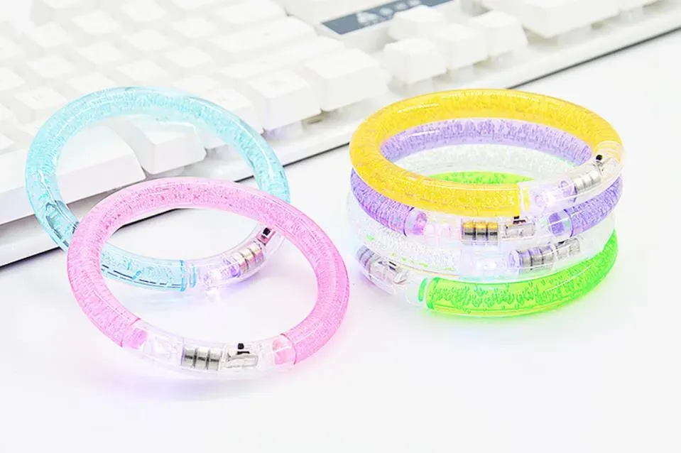 LED Glow Sticks Bracelet Anklet Light Up Party Favors Flashing Bubble Clear Bangle Birthday Carnival Wedding Atmosphere Supplies Halloween Decorations