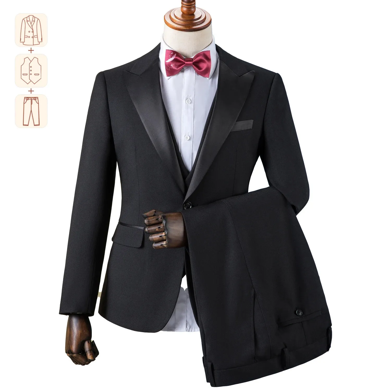 Tailles personnalisées Costume Premium Hommes Britannique Slim Fit Costume De Mariage 3 pièces Tour De Mariage D'épicerie Banquet Robe De Soirée pour Hommes 240125