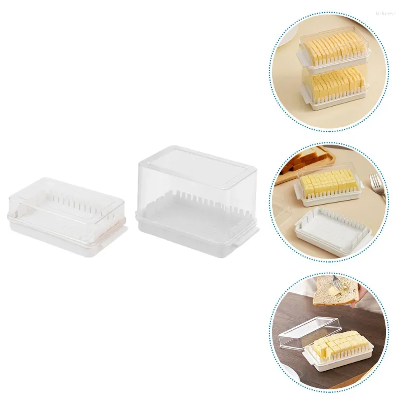 Plates 2 Pcs Butter Kitchen Holder Boxes With Cover Storage Holders Cheeses Keeper Container