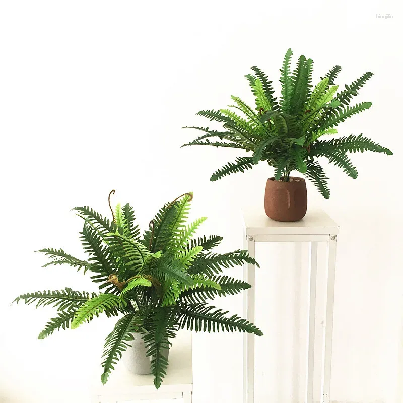 Decorative Flowers Fake Plants Green Decors For Home Silk Artificial Fern Large Bouquet Living Room Garden Decoration Tropical Craft Supply