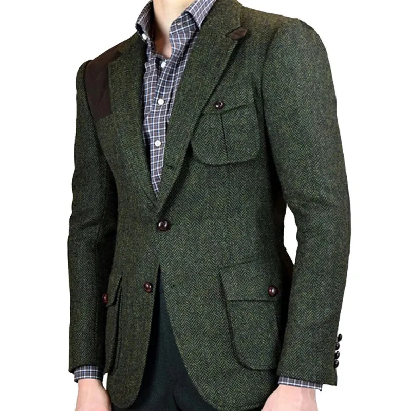 est Tweed Bruidegomkleding Smokings Trouwjurk Galajurken Avondjurk Pak Feestkostuum 2 Stuks Jasbroek 240123