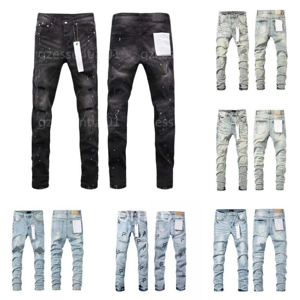 Jeans Designer Herren Herren Retro Skinny Denim Hose Hip Hop Ripped Hole Jean für Streetwear Jogger Jogginghose Modedesigner Markenhose Schwarz TU7K