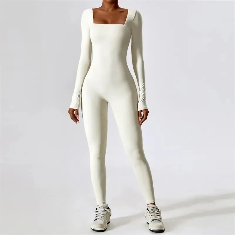 LL-8150 Womens Jumpsuits Yoga Outfits Long Sleeve Close-fitting Dance Gym One Piece Yoga Jumpsuit Long Pants Breathable Fast Dry