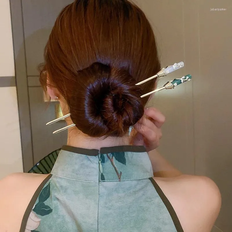 Haarspeldjes Chinese Stijl Arylic Bloemtak Hars Parel Kwastje Hanger Haarspeld Sieraden Stok Voor Vrouwen Vintage Accessoires