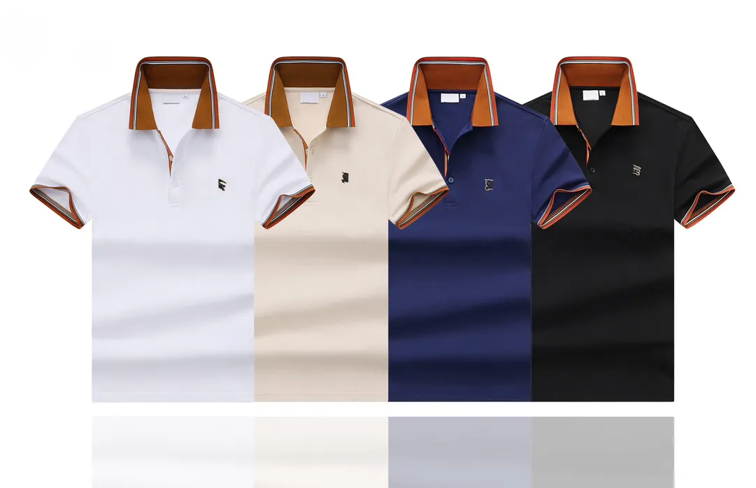 Herren-Poloshirt, Designer-Polohemden für Herrenmode, gesticktes Ritter-Emblem auf der Brust, Druckmuster, Kleidung, Kleidung, T-Shirt, schwarz, weiß, beige, blau, Herren-T-Shirt