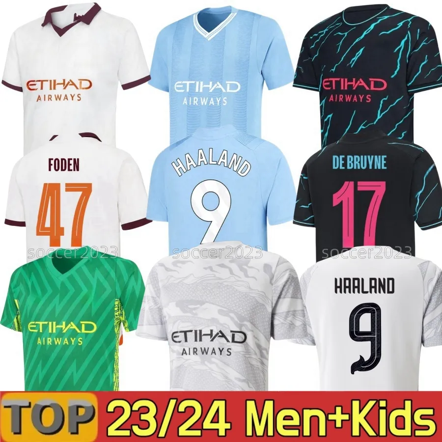 23 24 HAALAND camisas de futebol MANS CIDADES FINAL ISTAMBUL KIT MAHREZ GREALISH DE BRUYNE FODEN camisa de futebol crianças 2023 2024 J.Alvarez MANCHESTE uniforme de ano novo MAN CIY