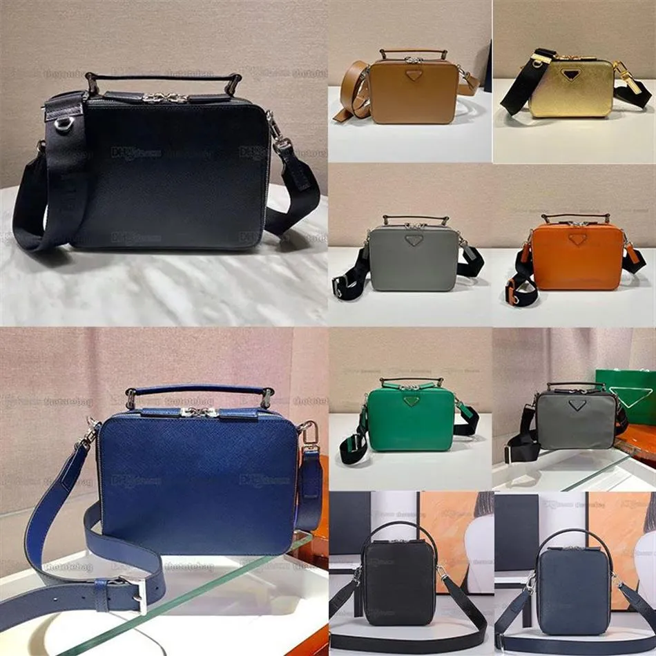 Designer-Brique-Tasche aus Saffiano-Leder und Re-Nylon, Umhängetaschen, Handtasche, Nylonfutter, Logo, abnehmbar, verstellbar, gewebtes Nylon SH256S