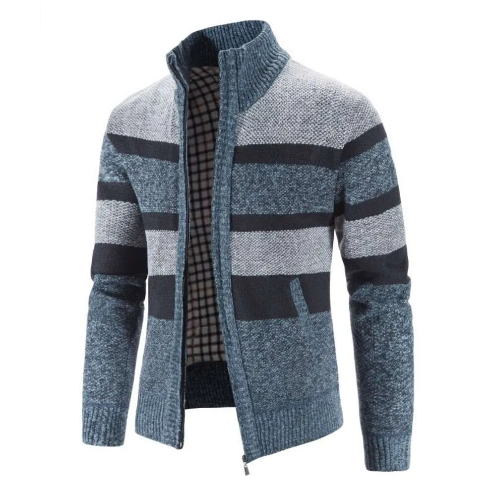 Giacca alla moda oversize in peluche e spessa per l'autunno e l'inverno, per giacca maglione da uomo, cardigan con colletto rialzato