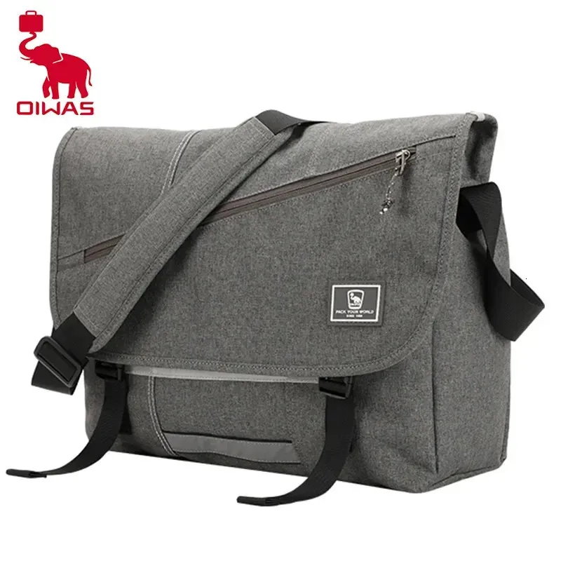 OIWAS 15 tum Laptop Men Messenger Bag Fashion Travel Sling Axel Mens Canvas Portfölj Male Crossbody Pack för tonåringar 240119