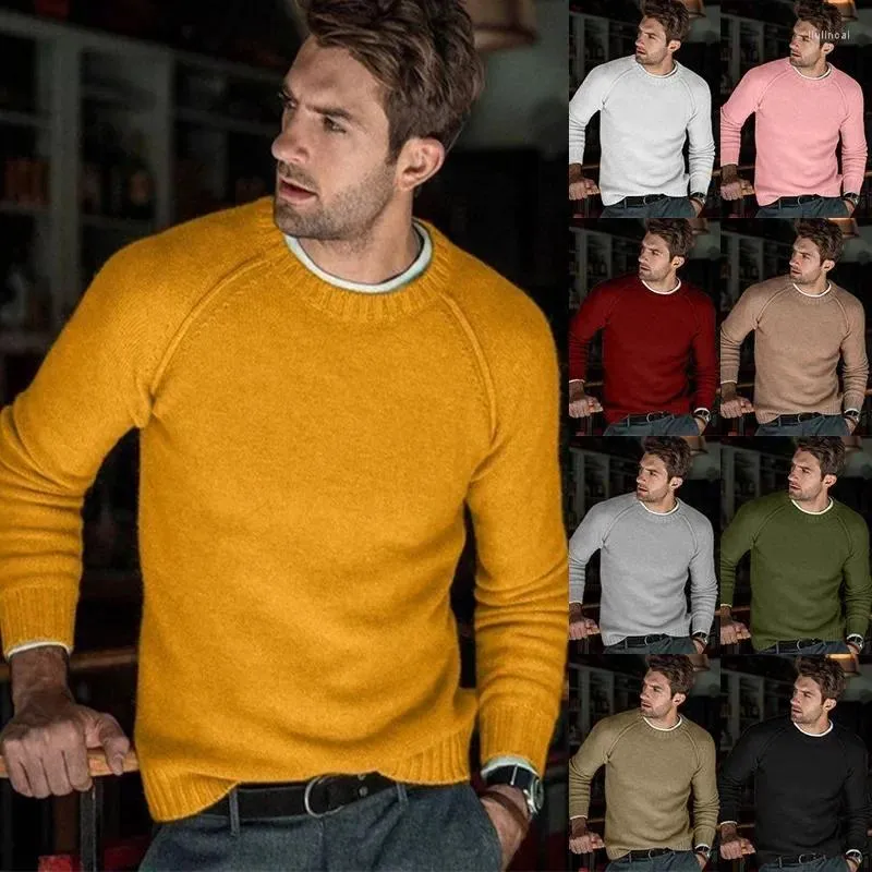 Herensweaters 2024 Herfst en Winter Casual Veelzijdige gebreide trui met lange mouwen en ronde hals uit Europa Amerika