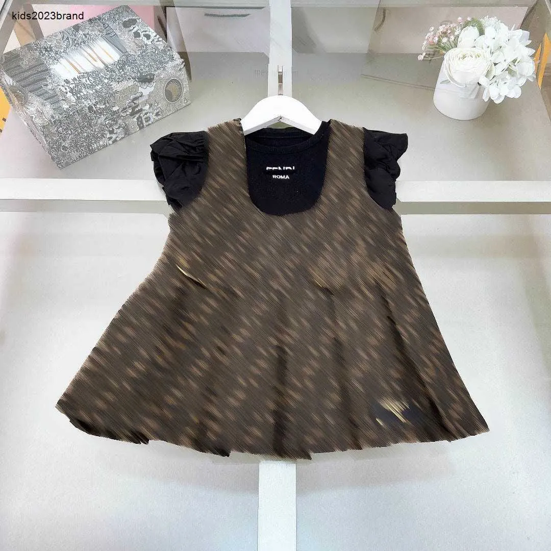 Nieuwe meisjes trainingspak babyjurk set maat 100-150 partydress past effen kleur korte mouwen en letter gedrukt hemdje jurk jan20