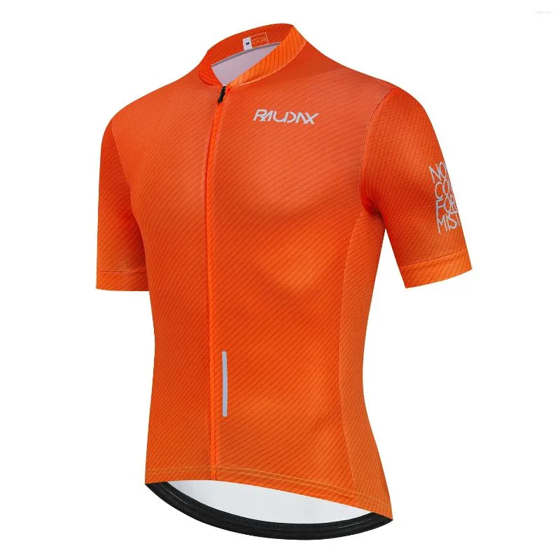 Vestes de course Hommes Orange Maillot de cyclisme VTT Maillot de vélo Chemise de descente de haute qualité Pro Team Raudax Tricota Vêtements de vélo de montagne