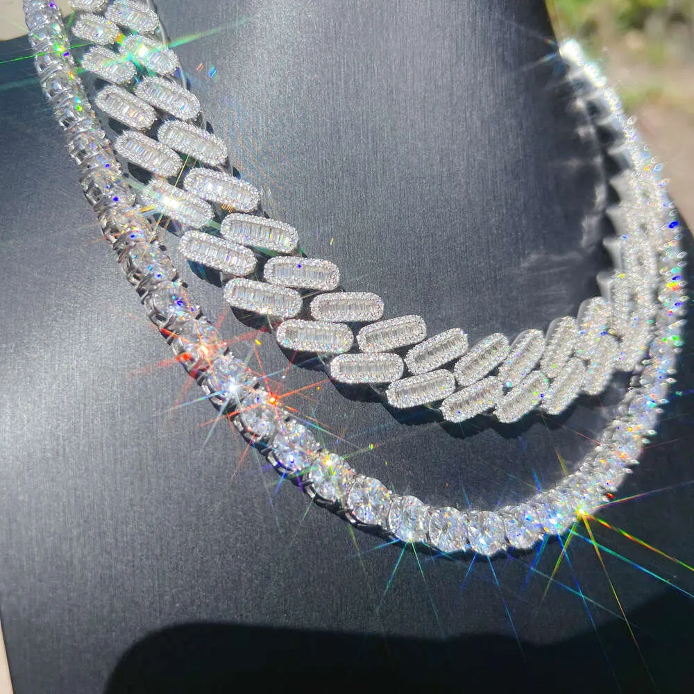 Collana con diamante grande da 8 mm, gioielleria raffinata, in argento sterling 925, collana ghiacciata d colore Vvs, catena da tennis con diamanti Moissanite