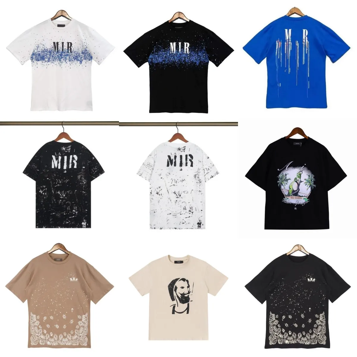 Summer T-shirts Designer Mens T-Shirts Ink Splash Flow Paint Designers Par A Miri Shirts Luxury Short Sleeve Hip Hop Streetwear Amirs Tees Letter Print Tops A3