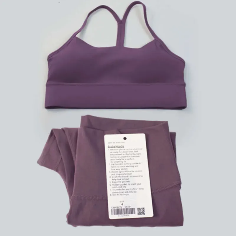 Ll allineare yoga limone set da donna in 2 pezzi Top a forma di Y a forma di Y Fiss High Waist Attrezzatura sportiva Lu Jogging