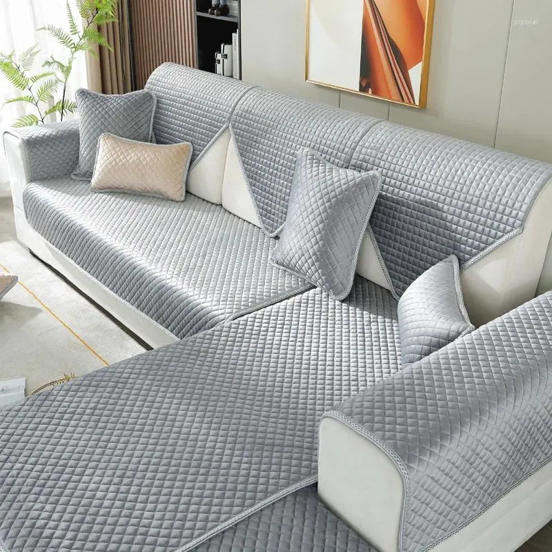 Housses de chaise en daim doux, coussins de canapé, bleu, Beige, à carreaux en forme de diamant, chaudes et confortables pour l'automne et l'hiver