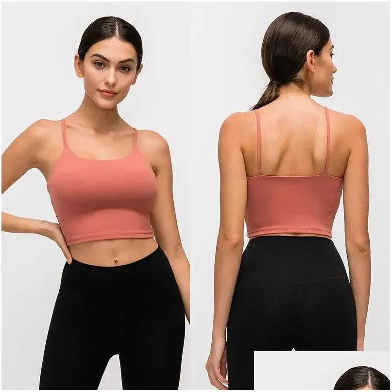 Yoga Outfit L-83A Cor Sólida Mulheres Yoga Sutiã Slim Fit Esportes Fitness Colete Y Roupa Interior Com Almofadas De Peito Removíveis Soft Brassiere Suor W Dhvdh