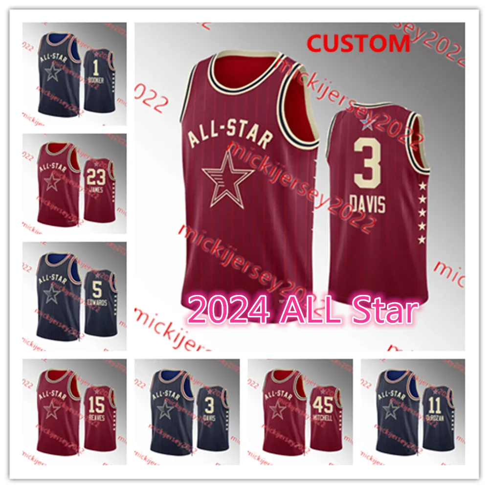 Anthony Davis Demar Derozan 2024 All Star Basketball-Trikot, individuell genähte Herren-Trikots von Anthony Edwards Austin Reaves Lebron James Devin Booker Donovan Mitchell