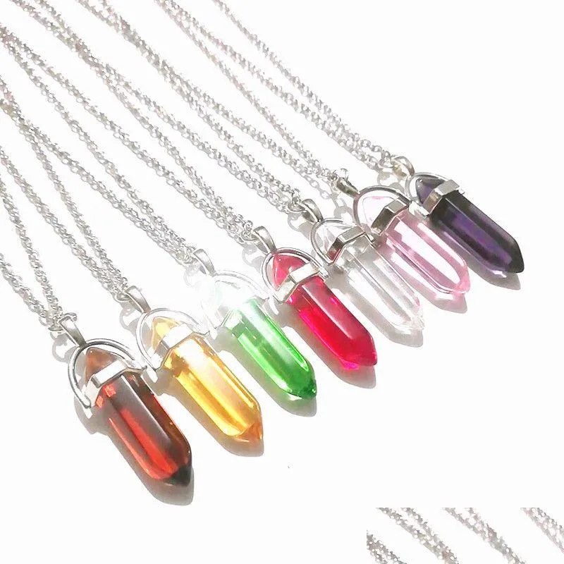 Pendant Necklaces Glass Shape Hexagonal Prism Necklace Jewelry For Women Men Drop Delivery Jewelry Necklaces Pendants Dhywu