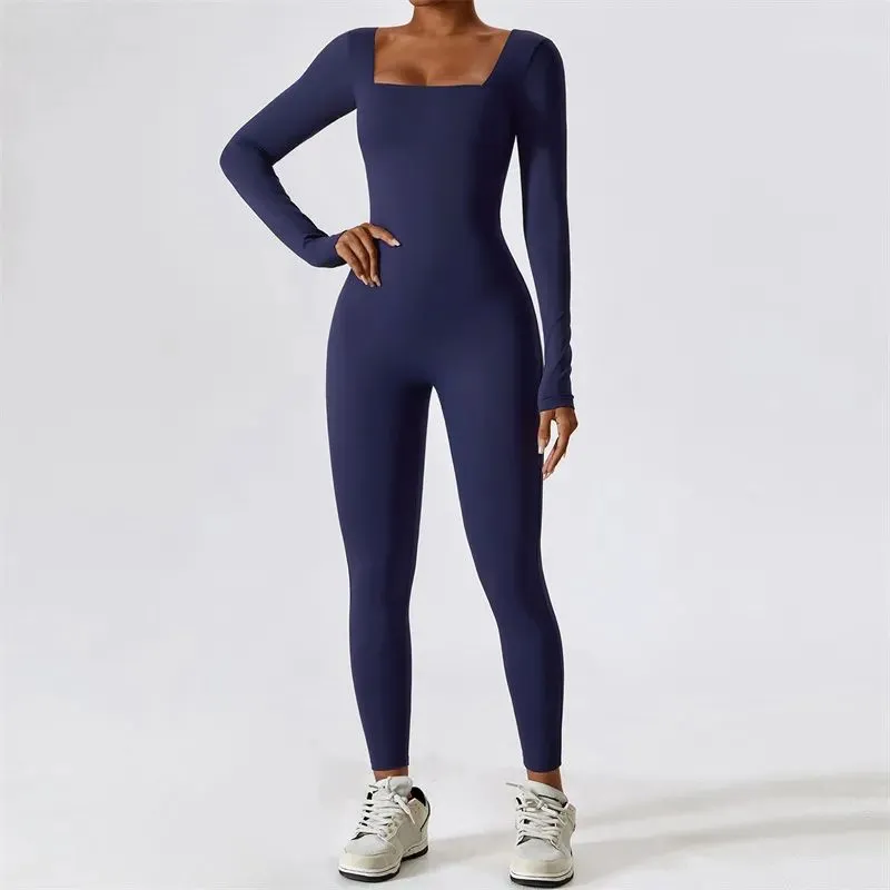 LL-8150 Womens Jumpsuits Yoga Outfits Long Sleeve Close-fitting Dance Gym One Piece Yoga Jumpsuit Long Pants Breathable Fast Dry