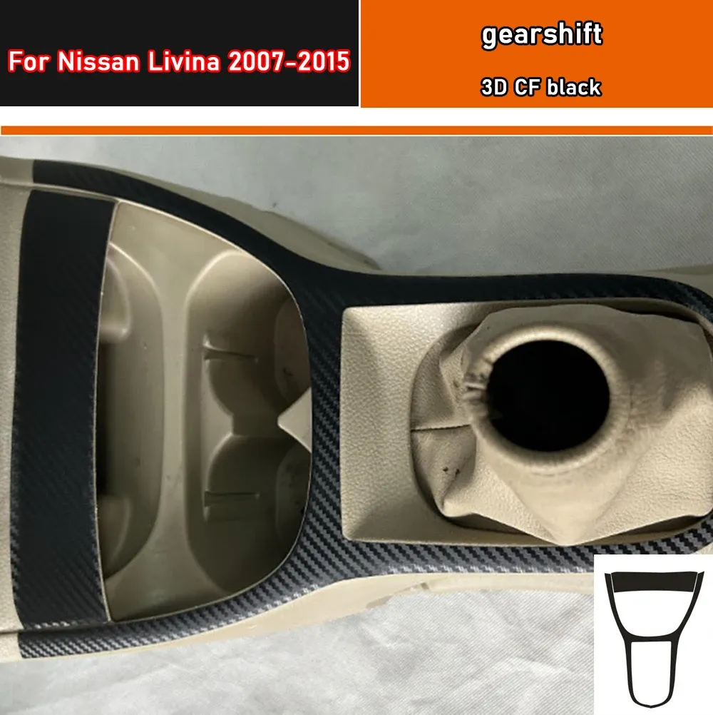 Bilinredning klistermärke växellåda skyddsfilm för Nissan Livina 2007-2015 bilfönsterpanel klistermärke kolfiber svart