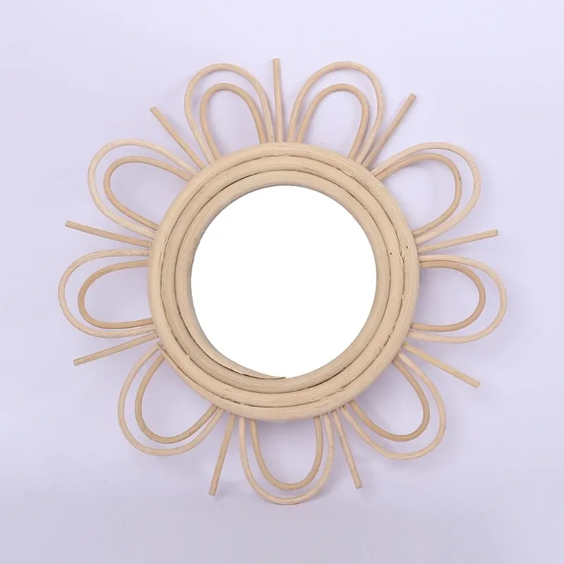 Mirrors Woven Rattan Dressing Mirror Innovative Art Decoration Makeup Mirrors Bathroom Bedroom Wall Hanging Mirror H3CC