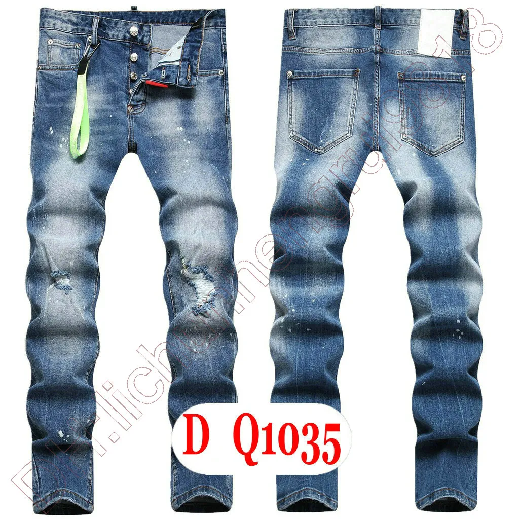 Mens Jeans D2 Luxury Italy Designer Denim Jeans Män broderibyxor DQ21033 Fashion Wear Holes Splash-Bink Byxor Motorcykel Ridningskläder US28-42/EU44-58