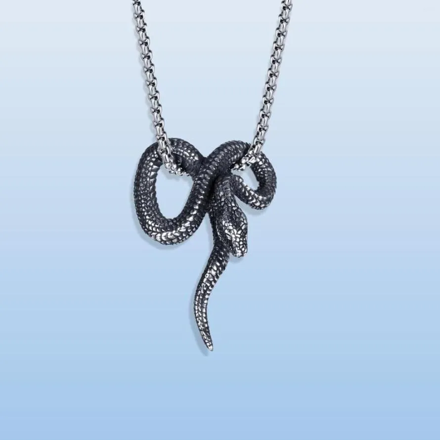 Pendant Necklaces Stainless Steel Snake Necklace Black Metallic Chain For Men Women Gothic Punk Hip Hop Style Cool Animal Serpent 280m