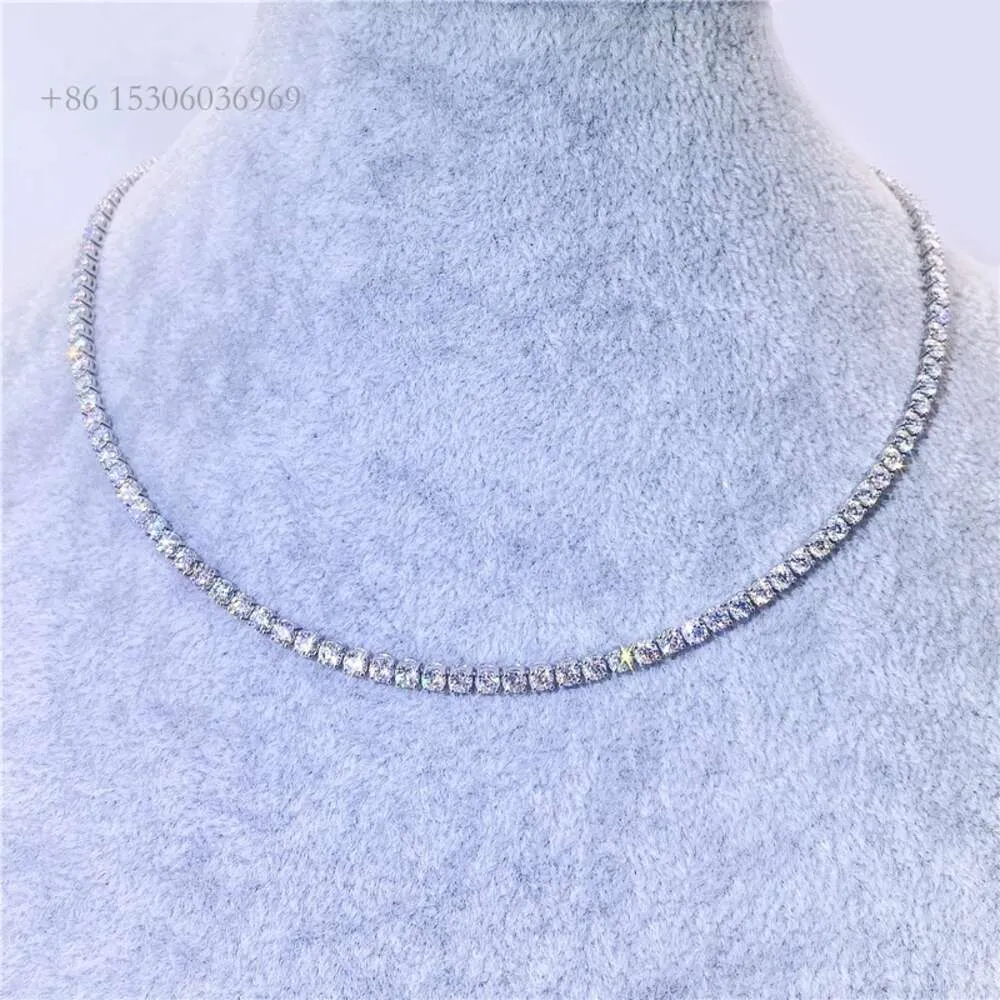 Szerokość 3 mm Diamond Sterling Sier Out Out Moissanite Hip Hop Naszyjnik