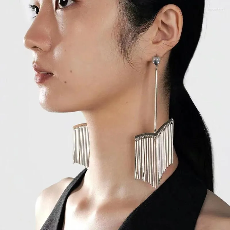 Dangle Earrings Lifefontier Personality Tassel Pine Metal Long Drop For Women Trendy Silver Color Geometric Charm Earring Party Jewelry