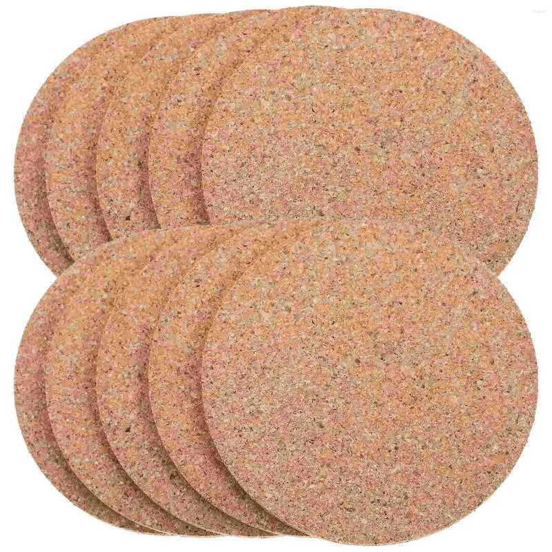 Table Mats 20 Pcs Kitchen Plate Cup Pad Round Placemats Wooden Cork Pads Coasters For Decorative Office