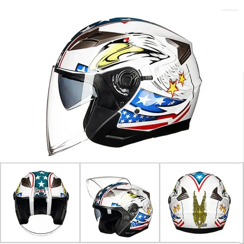 Casques de moto Casque Double lentille Open Face Scooter électrique Quatre saisons Motocross Moto Accessoires