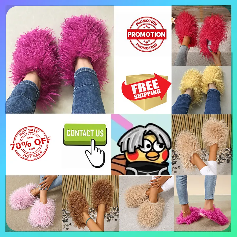 Gratis verzending Designer Casual Platform Pluche Slippers Mannen Vrouw Warm warm houden met pluche Lichtgewicht Grote maat superzachte zolen Platte Wintersandalen 36-49