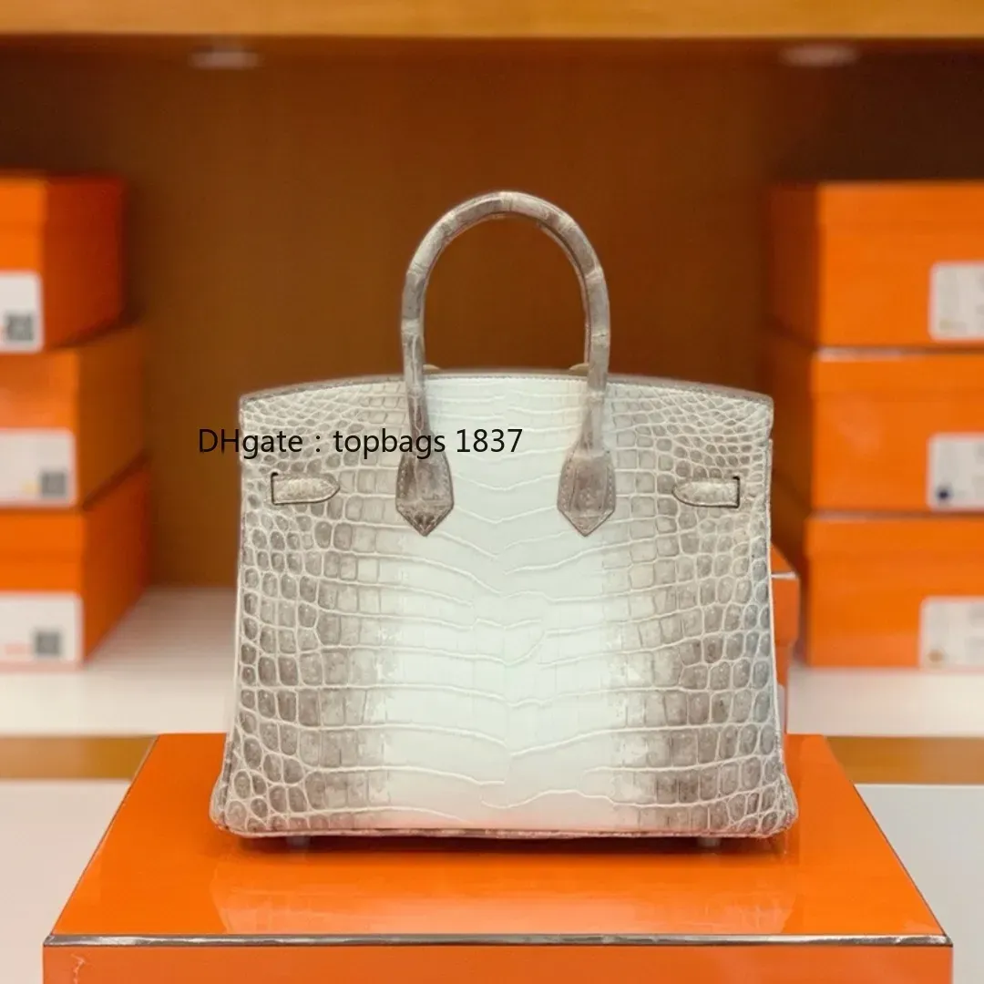 All handmade luxury women`s tote bags Nile crocodile 25 30cm Himalayan crocodile skin Customized other women`s bags Specially customized model designer bag with box