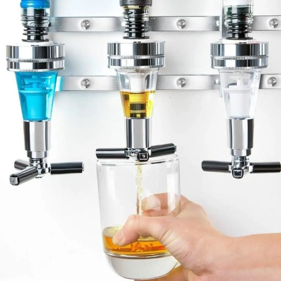 4 Bottle Bar Beverage Liquor Dispenser Alkoholdryck S Skåp Vägg monterad med 6 skruvar2802