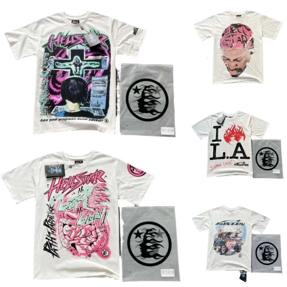 HellStar Path 2 Online T-Shirt Trendy dziecięce fala radiowa męska i damska czysta bawełniana koszulka z krótkim rękawem Hellstar 24ss Designer Hip-hop
