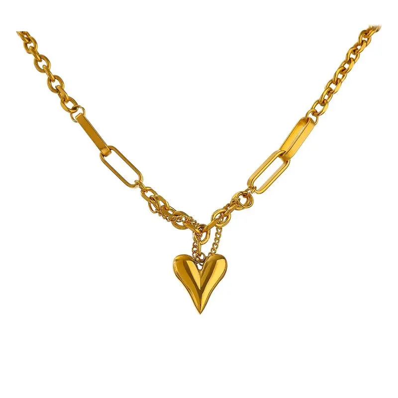 Collana romantica con ciondolo a cuore per donna Collana girocollo in oro giallo 14k di alta qualità Anniversario