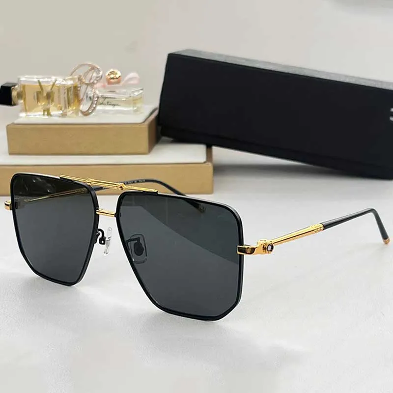 Diseñador Mujeres Aviador Gafas de sol MB3029S Moda Lujo Señora Metal Gafas de sol Marco de metal rectangular Puente de oro Negro UV400 Lente Hombres Gafas de negocios