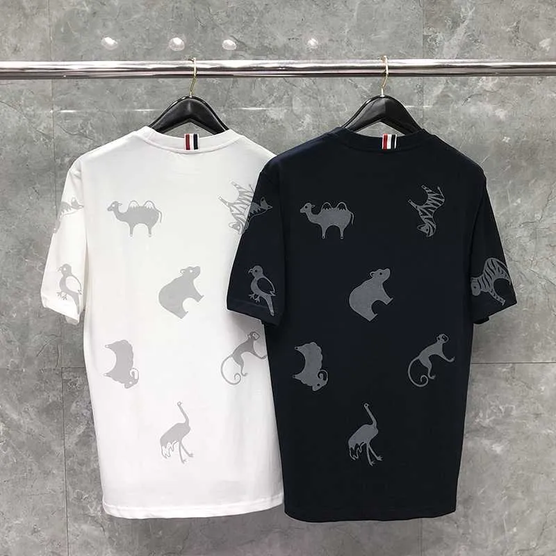 TB THOM T-shirt d'été motif animal Design Tee marque de mode à manches courtes hauts décontractés col rond pur coton chemises hommes femmes ERW9