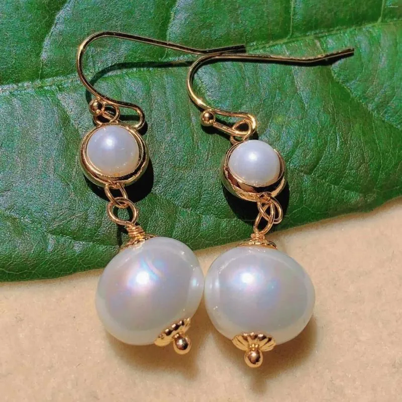Dangle Earrings Fashion Natural White Flat Round Pearl Big Small Gold Lucky Thanksgiving Accessories Classic Diy Beautiful Christmas