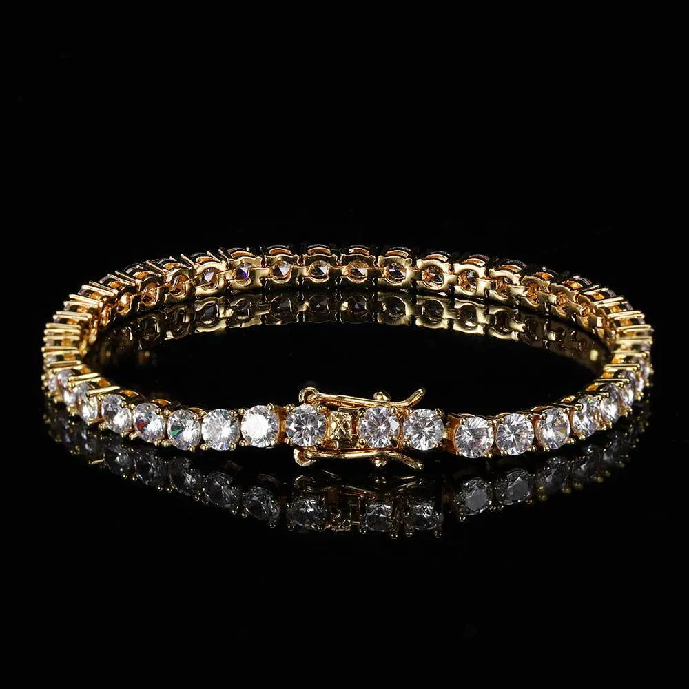 fashioh hip hop 3mm cz tennis bracelet zircon beads men bangle chains strand bracelets for women pulseiras bijoux silver gold crystal bracelets Best quality