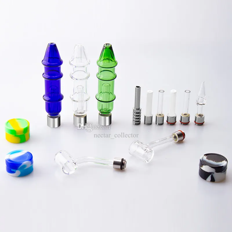 NC028 Tower Style Glass Bong Bong Colorful Spild Fumer Fumer Pipe 510 Titanium Quartz Ceramic Tip Quartz Banger Nail 45/90 Degré