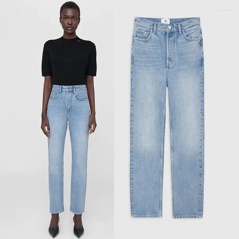 Damesbroeken Europa en de Verenigde Staten Dames met hoge taille Medium stretch Kleine rechte pijpen Gewone Street Trend lange jeans