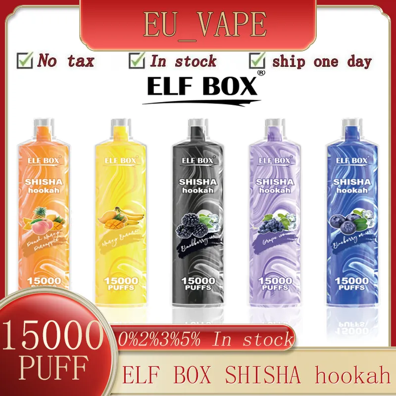 Boîte originale Elf SHISHA narguilé 15000 bouffées Vapes jetables stylo E cigarette batterie rechargeable bobine de maille 26 ml bouffée préremplie shisha 15000 15k vapme 12k