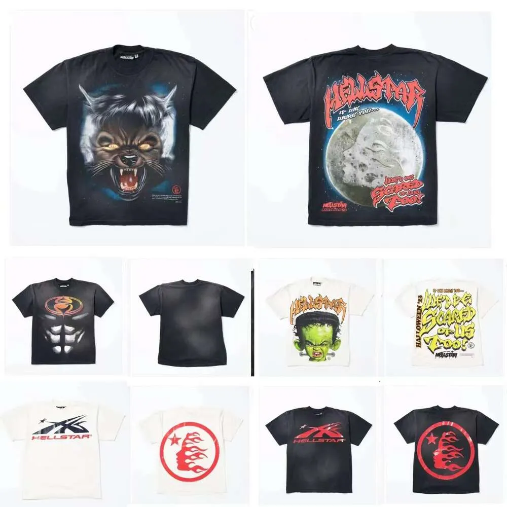 Hellstar T-Shirt 24 Tasarımcı Erkek ve Kadın T-Shirt Hip Hop Amerilann Moda Marka Yaz Yıkanmış Eski Mektup Baskı Gündelik Gevşek Erkek ve Kadınlar Kısa Tişört