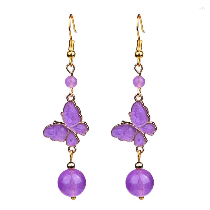 Boucles d'oreilles pendantes 1 paire rétro femme papillon pendentif crochets d'oreille bijoux Cheongsam Hanfu décor accessoires bijoux femmes fille cadeau