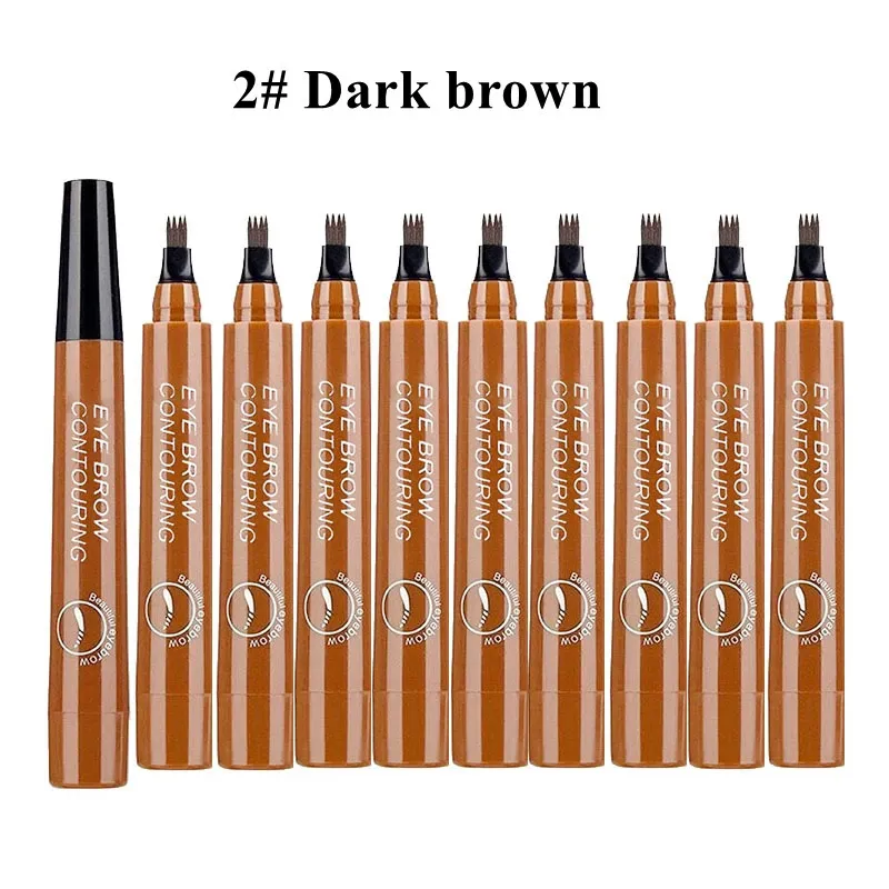 5Colors Long Lasting Brown Liquid Eyebrow Pen Waterproof 4 Fork Tip Tattoo Pencil Women Eye Cosmetic Beauty Makeup 10PCS 240123