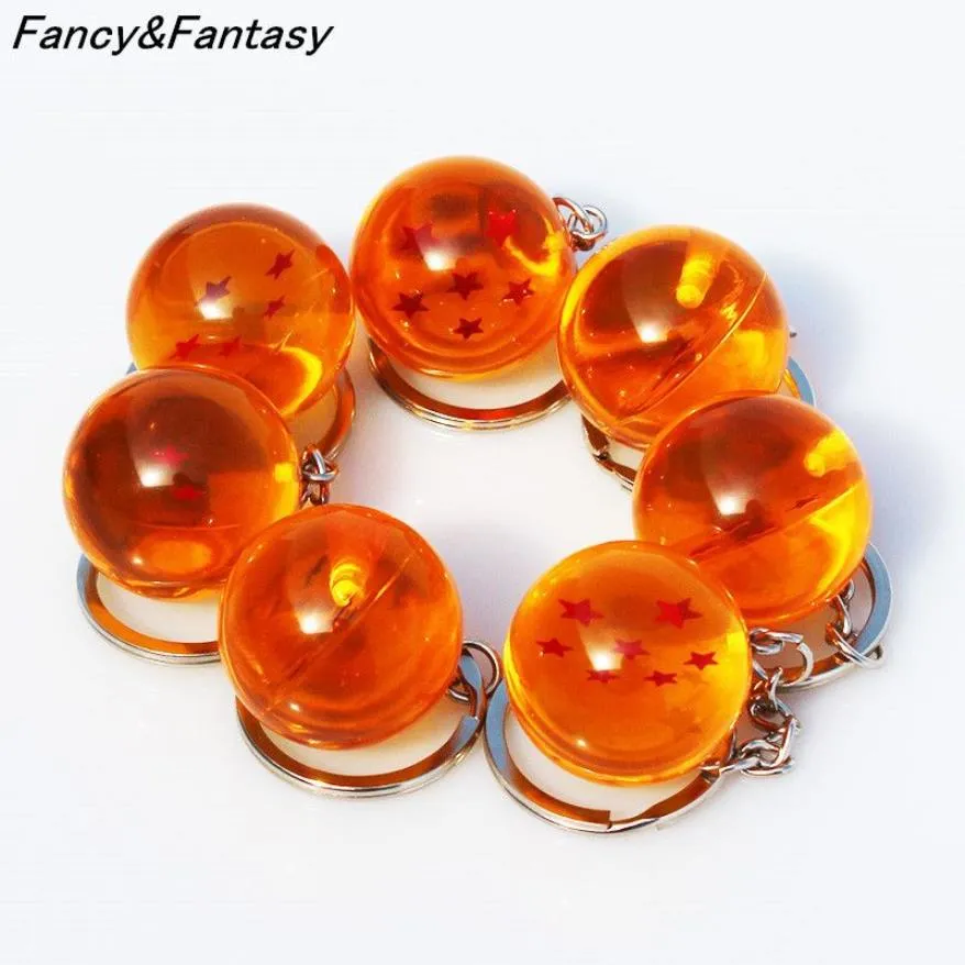 Fancy&Fantasy Anime Goku Dragon Super Keychain 3D 1-7 Stars Cosplay Crystal Ball chain Collection Toy Gift Key Ring C19011001293Z